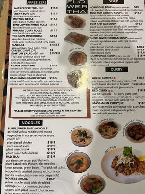 Menu #Veganuary at Sunflower Thai Vegetarian Restaurant in Auckland