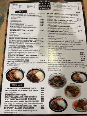 Menu #Veganuary at Sunflower Thai Vegetarian Restaurant in Auckland