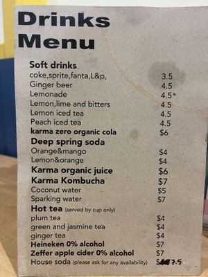 Drinks menu #Veganuary at Sunflower Thai Vegetarian Restaurant in Auckland