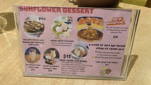 Dessert menu #Veganuary at Sunflower Thai Vegetarian Restaurant in Auckland