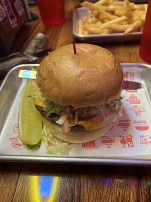 Vegan cheezeburger   at Gnarly Barley in Orlando