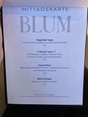 Mittagskarte  at Blum in Innsbruck