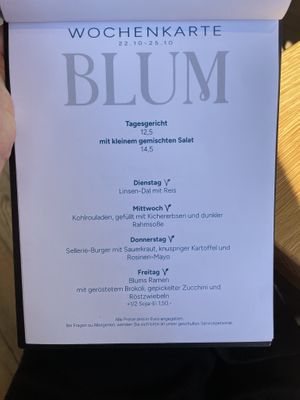 Wochenmenü  at Blum in Innsbruck