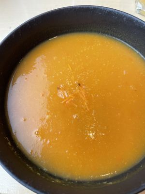 Möhren-Ingwersuppe  at Grond Café in Sils Maria