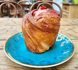 Raspberry panna cotta  at Café Club Míšeňská in Prague