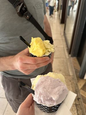 Four soups one lavender, orange, lemon and pineapplee  at L'amore Per Il Gelato in Zadar