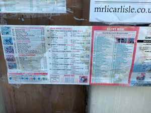 This menu includes prawn, chicken, duck, beeff  at MR LI VEGAN Chinese Takeaway in Carlisle