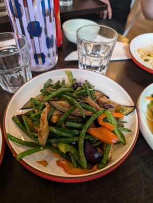 Aubergine and green beans at Sichuan House in Edinburgh