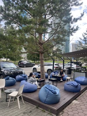 Fabulous outdoor seating  at Big Apple Coffee Shop in Astana