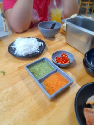 Ingredients for hotpot at Lẩu Chay OMORI in Ho Chi Minh City