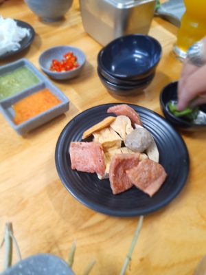 Ingredients for hotpot at Lẩu Chay OMORI in Ho Chi Minh City