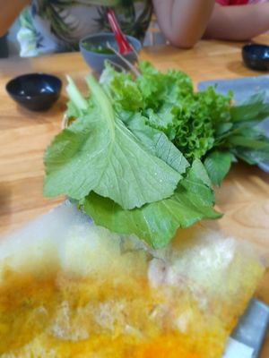 For the vegan banh xeo at Lẩu Chay OMORI in Ho Chi Minh City