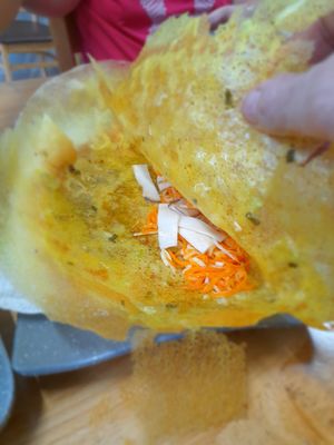 Vegan banh xeo at Lẩu Chay OMORI in Ho Chi Minh City