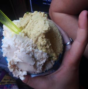 hazelnut, pistachio & vanilla! at Cremeria Romana in Rome