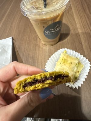 Kleisha, date ma’amoul, Back Home latte  at Novaria Coffee Co in Pittsburgh