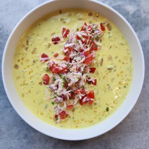 Coconut mung dal with tomato sambol at Fancy Plants - Food Truck in Ellsworth