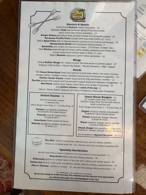 Menu   at The Canoe House in Palau