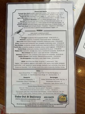 Menu  at The Canoe House in Palau