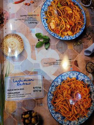 Vegetarian lagman extra at Safar in Almaty