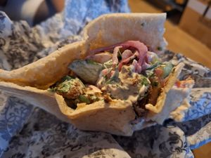 Cauliflower pita minus a bite! at Umi Falafel - Dame St in Dublin