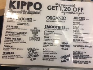 The menu at Plants By Us in Helsinki