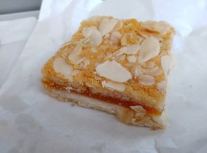 Apricot, orand and almond slice at Model Bakery in Blaenau Ffestiniog