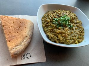 Dal with bread  at Vegetaria in Vienna