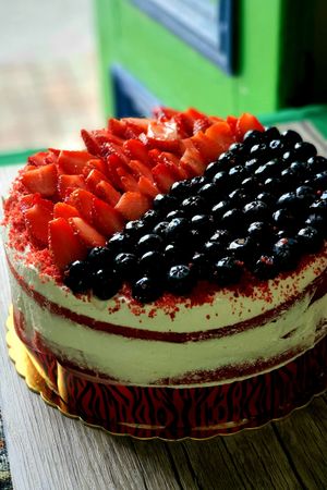 our red velvet with Colombian Amazonian fruits at Naturalmente in Bogota