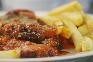 
homemade seitan milanesas at Naturalmente in Bogota