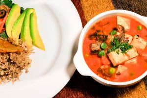 Encocado del pacifico, colombian dish from pacific coast  at Naturalmente in Bogota