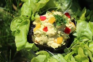 Eggless egg salad at The Glowing Gourmet in San Pablo La Laguna
