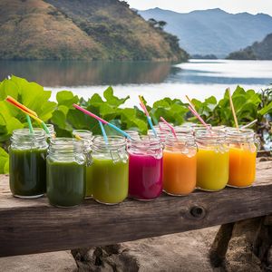 reshly pressed organic juices at The Glowing Gourmet in San Pablo La Laguna