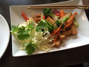 Beef oyster wok, made vegan. photo taken by @lifeofaveganteenager at Soi Saam in Drammen