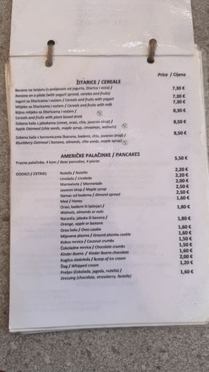 Menu2  at Caffe Bar YES in Pjescana Uvala