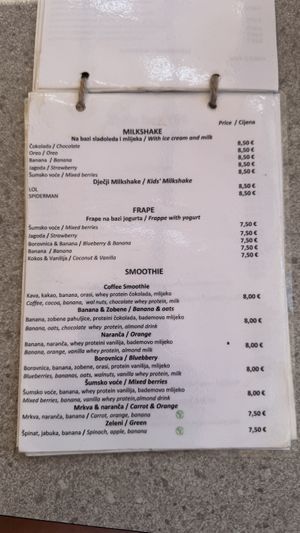 Menu4  at Caffe Bar YES in Pjescana Uvala