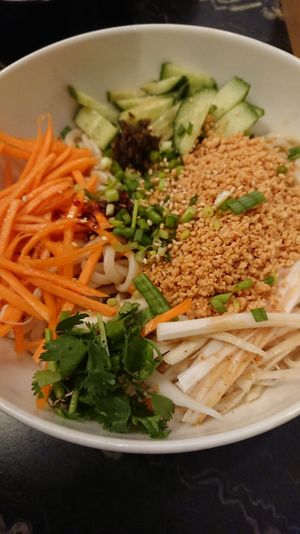 The other main was served cold, with peanuts, coriander, etc.
 at Atelier Mala in Bayonne