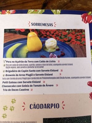 Dessert description   at Dona Chica na Horta in Campos Do Jordao