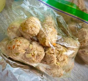 Pack of frozen vegan Ikea-style "meatballs" at Kruzhok in Yerevan