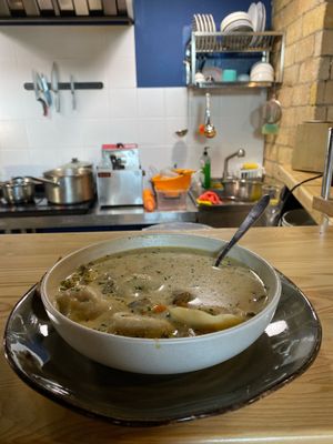 Got lucky 😎😋 super special soup with soy meat dumplings 🥟 this place is amazing 🤩   at Kruzhok in Yerevan