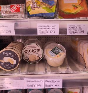 Vegan cheese at Shanti Epicerie in Brussels