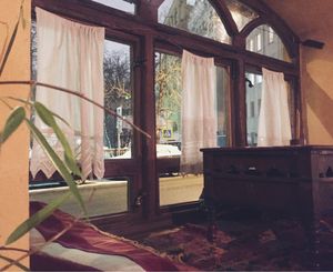 window with a view to the pond  at Moscow-Delhi in Moscow