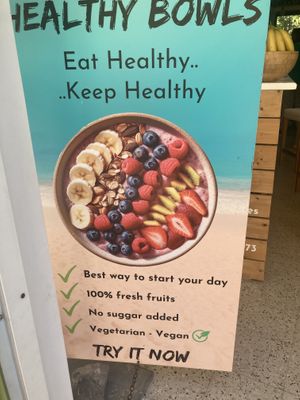 Placard  at Explore Rhodes - Healthy Bowls in Rhodes