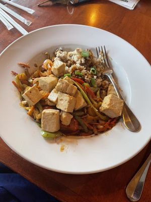 sherpa rice with teriyaki tofu  at River's End Restaurant in Bryson City