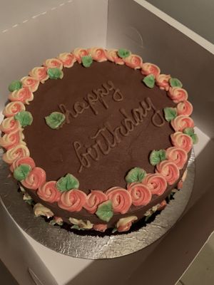 Custom gluten free cake - vanilla with salted caramel sauce inside and chocolate frostingg  at Sweet Almond - Plant Based Bakery in Dublin