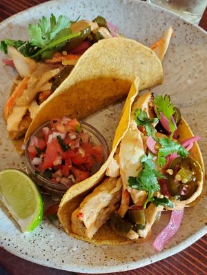 Tempeh tacos at be love in Victoria
