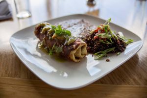 ENCHILADA. Black Beans. Spinach. Mushrooms. Sweet Potato. Guajillo. Mole. at Tamazul in Oklahoma City