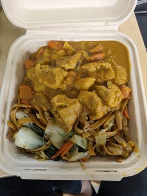 Lemongrass curry tofu with lo mein at It's All Natural in Columbus
