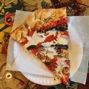 V for Vegan with vegan ricotta cheese added on!  at Two Boots Nashville in Nashville