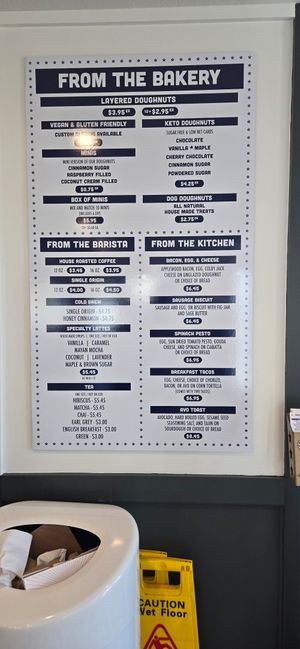 Total menu, note, only coffee and vegan doughnuts are vegan at Parlor Doughnuts in Gulf Shores