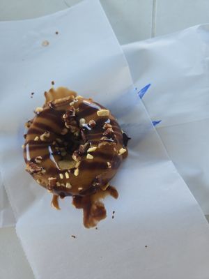 Vegan/gf turtle doughnut at Parlor Doughnuts in Gulf Shores